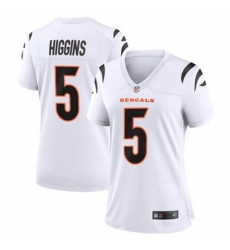 Women Cincinnati Bengals 5 Tee Higgins White Stitched Game Jersey Women Cincinnati Bengals 5 Tee Higgins White Stitched Game Jersey