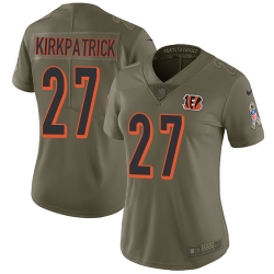 Womens Nike Bengals #27 Dre Kirkpatrick Olive  Stitched NFL Limited 2017 Salute to Service Jersey