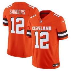 Men Cleveland Browns 12 Shedeur Sanders Orange 2025 Draft F U S E  Vapor Limited Stitched Football Jersey