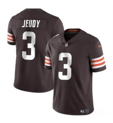 Men Cleveland Browns 3 Jerry Jeudy Brown Vapor Limited Stitched Football Jersey