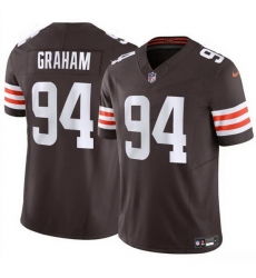 Men Cleveland Browns 94 Mason Graham 2025 Draft F U S E Vapor Limited Stitched Football Jersey Men Cleveland Browns 94 Mason Graham 2025 Draft F U S E Vapor Limited Stitched Football Jersey
