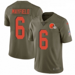 Mens Nike Cleveland Browns 6 Baker Mayfield Limited Olive 2017 Salute to Service NFL Jersey