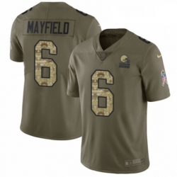 Mens Nike Cleveland Browns 6 Baker Mayfield Limited Olive Camo 2017 Salute to Service NFL Jersey