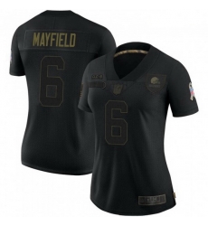 Women Cleveland Browns 6 Baker Mayfield Black 2020 Black Salute To Service Jersey Women Cleveland Browns 6 Baker Mayfield Black 2020 Black Salute To Service Jersey