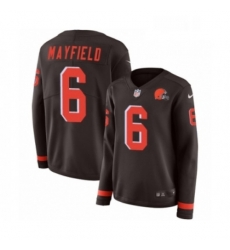 Womens Nike Cleveland Browns 6 Baker Mayfield Limited Brown Therma Long Sleeve NFL Jersey Womens Nike Cleveland Browns 6 Baker Mayfield Limited Brown Therma Long Sleeve NFL Jersey