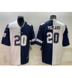 Men Dallas Cowboys 20 Tony Pollard Navy White Split Vapor Untouchable Limited Stitched Jersey