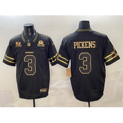 Men Dallas Cowboys 3 George pickens Black Gold 2025 F U S E  With 5x Super Bowl Champions  26 Established In 1960 Patch Vapor Limited Stitched Football Jer