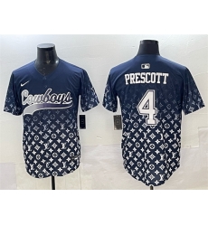 Men Dallas Cowboys 4 Dak Prescott Navy Limited Stitched Baseball Jersey Men Dallas Cowboys 4 Dak Prescott Navy Limited Stitched Baseball Jersey