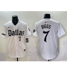 Men Dallas Cowboys 7 Trevon Diggs White Gothic Lone Star Edition Limited Stitched Baseball Jersey Men Dallas Cowboys 7 Trevon Diggs White Gothic Lone Star Edition Limited Stitched Baseball Jersey