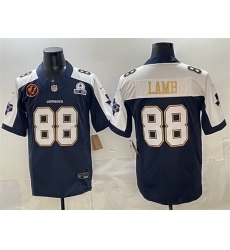 Men Dallas Cowboys 88 CeeDee Lamb Navy F U S E With John Madden Patch 26 Established In 1960 Patch Thanksgiving Vapor Limited Stitched Football Jersey Men Dallas Cowboys 88 CeeDee Lamb Navy F U S E With John Madden Patch 26 Established In 1960 Patch Thanksgiving Vapor Limited Stitched Football Jersey