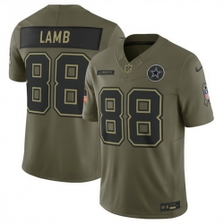 Men Dallas Cowboys 88 CeeDee Lamb Olive 2025 Salute to Service Limited Stitched Football Jersey