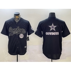 Men Dallas Cowboys Team Big Logo Black With Patch Cool Base Stitched Baseball Jersey 11