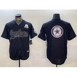 Men Dallas Cowboys Team Big Logo Black With Patch Cool Base Stitched Baseball Jersey 3