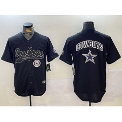 Men Dallas Cowboys Team Big Logo Black With Patch Cool Base Stitched Baseball Jersey 7