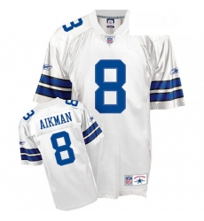 Mens Reebok Dallas Cowboys 8 Troy Aikman Authentic White Throwback NFL Jersey