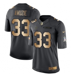 Nike Cowboys #33 Chidobe Awuzie Black Mens Stitched NFL Limited Gold Salute To Service Jersey