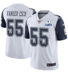 Nike Cowboys 55 Leighton Vander Esch White Men Stitched With Established In 1960 Patch NFL Limited Rush Jersey