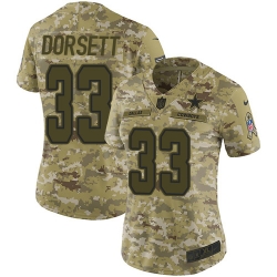 Nike Cowboys #33 Tony Dorsett Camo Women Stitched NFL Limited 2018 Salute to Service Jersey