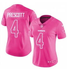 Womens Nike Dallas Cowboys 4 Dak Prescott Limited Pink Rush Fashion NFL Jersey Womens Nike Dallas Cowboys 4 Dak Prescott Limited Pink Rush Fashion NFL Jersey
