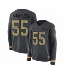 Womens Nike Dallas Cowboys 55 Leighton Vander Esch Limited Black Salute to Service Therma Long Sleeve NFL Jersey
