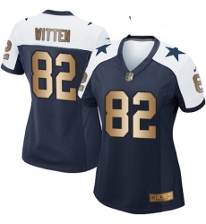 Womens Nike Dallas Cowboys 82 Jason Witten Elite NavyGold Throwback Alternate NFL Jersey