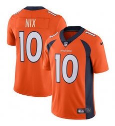 Men Denver Broncos 10 Bo Nix Orange 2024 Draft Vapor Limited Stitched Football Jersey