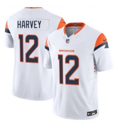 Men Denver Broncos 12 RJ Harvey White 2025 F U S E  Vapor Limited Stitched Football Jersey