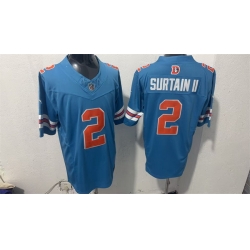 Men Denver Broncos  2 Pat Surtain II Blue F U S E  With Patch Throwback Vapor Limited Stitched Football Jersey