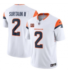 Men Denver Broncos 2 Pat Surtain II White 2025 F U S E With 2 Star C Patch Vapor Limited Stitched Football Jersey Men Denver Broncos 2 Pat Surtain II White 2025 F U S E With 2 Star C Patch Vapor Limited Stitched Football Jersey