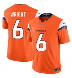 Men Denver Broncos  6 William Wright Orange 2026 Draft F U S E  Vapor Limited Stitched Football Jersey