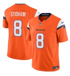 Men Denver Broncos 8 Jarrett Stidham Orange 2025 F U S E  Vapor Limited Stitched Football Jersey