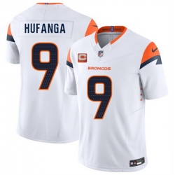 Men Denver Broncos 9 Talanoa Hufanga White 2025 F U S E  With 1 Star C Patch Vapor Limited Stitched Football Jersey