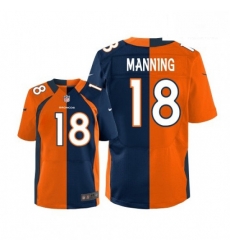 Men Nike Denver Broncos 18 Peyton Manning Elite OrangeNavy Split Fashion NFL Jersey