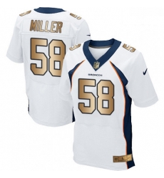 Men Nike Denver Broncos 58 Von Miller Elite WhiteGold NFL Jersey