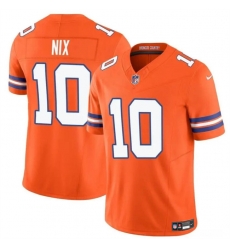 Youth Denver Broncos 10 Bo Nix Orange F U S E  Mile High Collection 1977 Throwback Vapor Limited Stitched Football Jersey