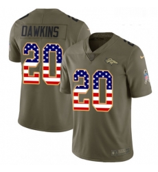 Youth Nike Denver Broncos 20 Brian Dawkins Limited OliveUSA Flag 2017 Salute to Service NFL Jersey