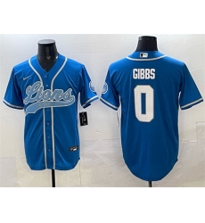Men Detroit Lions 0 Jahmyr Gibbs Blue Cool Base Stitched Baseball Jersey Men Detroit Lions 0 Jahmyr Gibbs Blue Cool Base Stitched Baseball Jersey