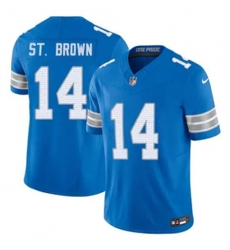 Men Detroit Lions 14 Amon Ra St Brown Blue 2024 F U S E Vapor Limited Stitched Jersey II Men Detroit Lions 14 Amon Ra St Brown Blue 2024 F U S E Vapor Limited Stitched Jersey II