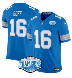 Men Detroit Lions 16 Jared Goff Blue 2024 NFC North Champions F U S E  Vapor Limited Stitched Jersey