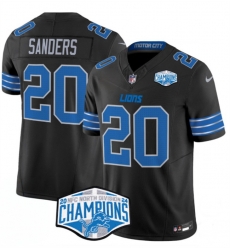 Men Detroit Lions 20 Barry Sanders Black 2024 NFC North Champions F U S E  Vapor Limited Stitched Jersey