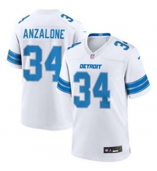 Men Detroit Lions 34 Alex Anzalone White Stitched Game Jersey Men Detroit Lions 34 Alex Anzalone White Stitched Game Jersey