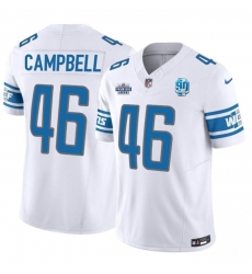 Men Detroit Lions 46 Jack Campbell White 2023 F U S E  With Prem1ere Patch 90th Anniversary Vapor Untouchable Limited Stitched Football Jersey