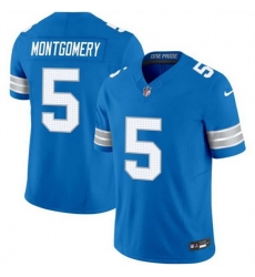 Men Detroit Lions 5 David Montgomery Blue 2024 F U S E  Vapor Limited Stitched Jersey