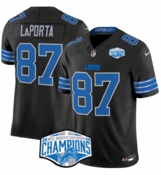 Men Detroit Lions 87 Sam LaPorta Black 2024 NFC North Champions F U S E  Vapor Limited Stitched Jersey