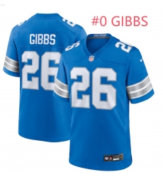 Men Nike ahmyr Gibbs #0 Blue Detroit Lions Team F U S E Stitched Jersey