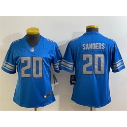 Women Detroit Lions 20 Barry Sanders Blue Vapor Limited Stitched Football Jersey 
