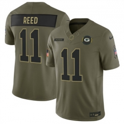 Men Green Bay Packers 11 Jayden Reed Olive 2025 F U S E  Salute to Service Limited Stitched Football Jersey