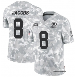 Men Green Bay Packers #8 Josh Jacobs 2024 Arctic Camo Salute To Service Limited Stitched Football Jersey