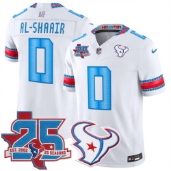 Men Houston Texans  0 Azeez Al Shaair White 2026 25th Anniversary Patch F U S E   HOUSTON US  Rivalries Collection Limited Stitched Football Jersey