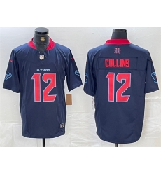 Men Houston Texans 12 Nico Collins Navy 2nd Alternate F U S E  Vapor Limited Stitched Football Jersey